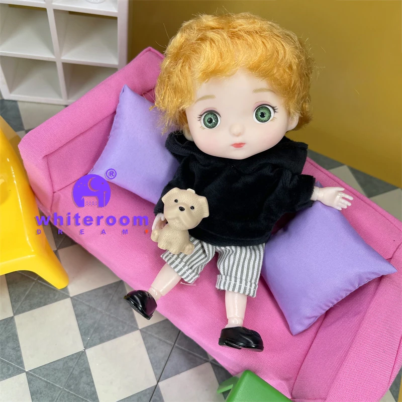 Doll 16cm BJD Mini Doll For Girls Boy Clothes 13 Movable Joint Toy Baby Blue Green Big Eyes DIY Toys Dress Up 1/12 Fashion Dolls