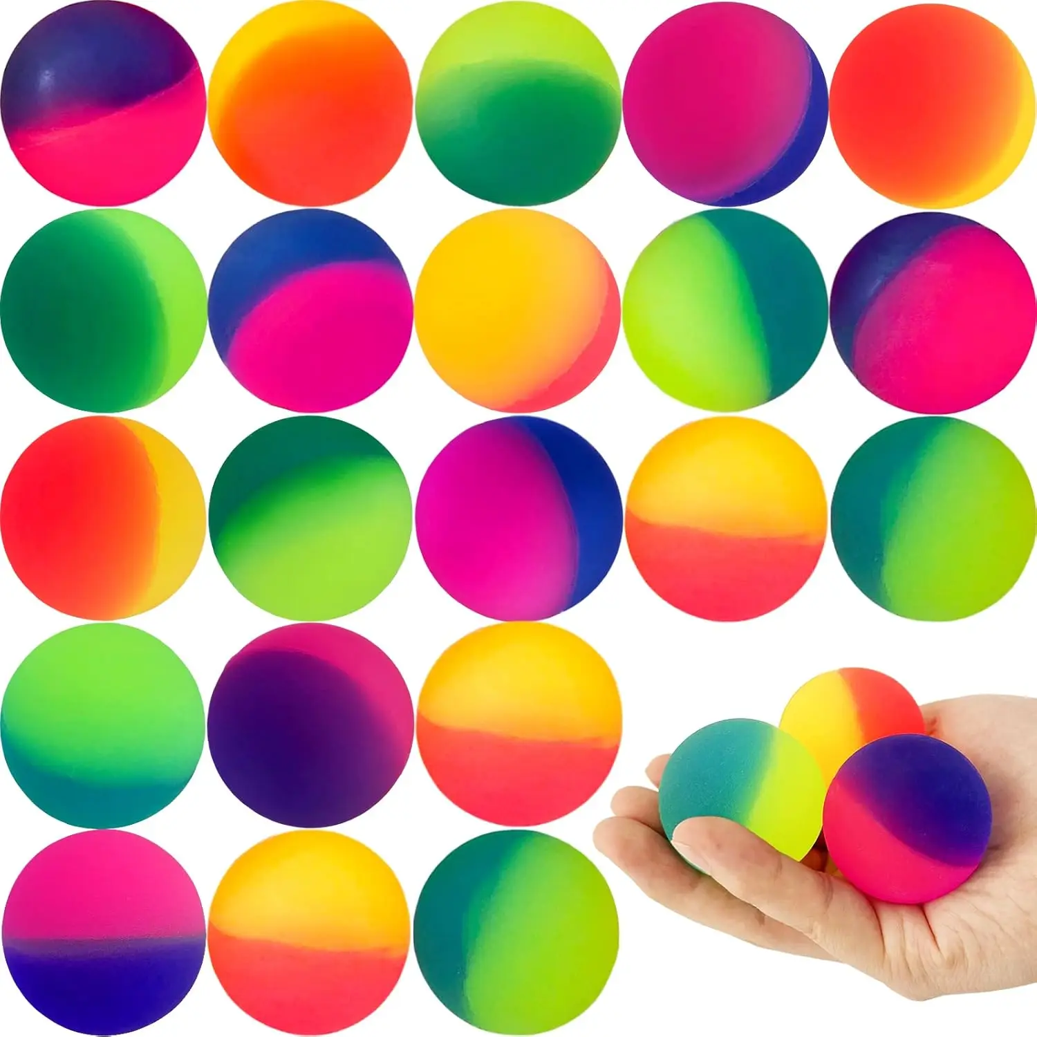 

18 Pcs Jumbo Super Bouncy Balls for Kids, 45mm High Bouncing Rubber Toys in Bright Colors for Party Favors
