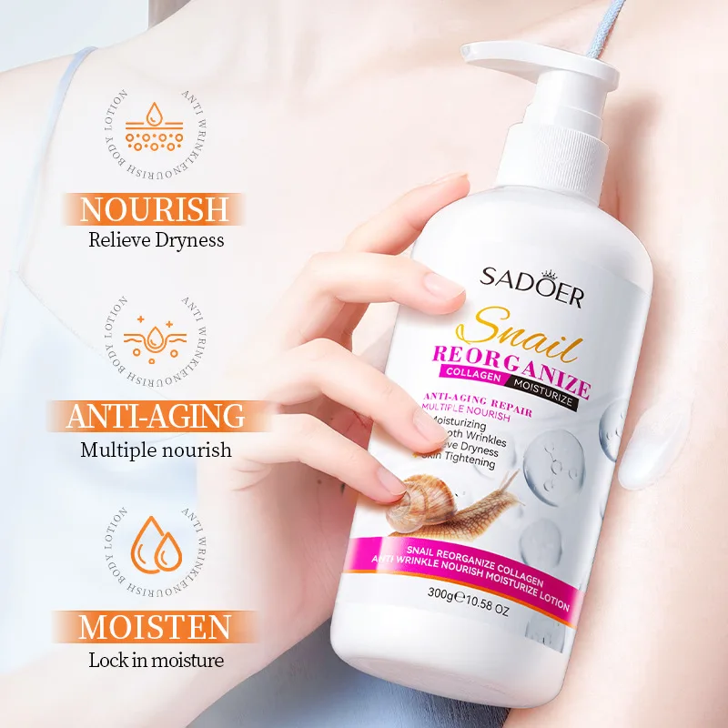Snail Recombinant Collagen Moisturizer 300g Moisturizing Skin Body Lotion Smooth Wrinkles Relieve Dryness Skin Tightening