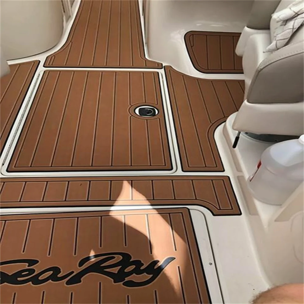 

2002-2008 Sea Ray 240 sundeck Cockpit Pads 1/4" 6mm EVA Faux Teak Deck floor SeaDek MarineMat Gatorstep Style Self Adhesive