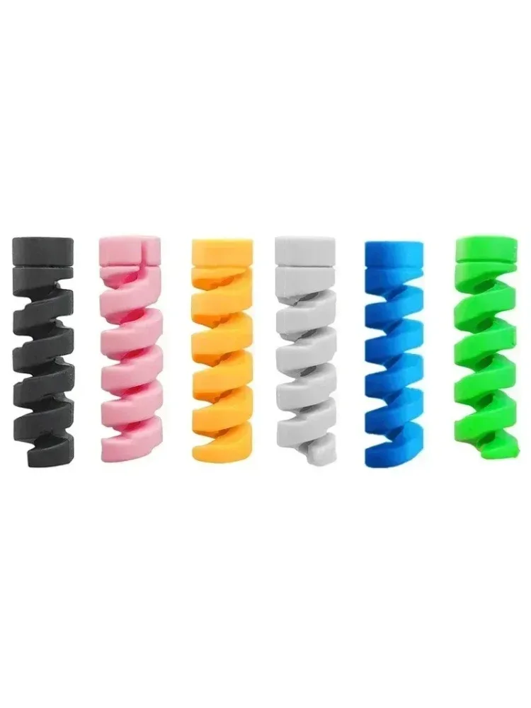 12-1PCS Protection de câble, enrouleur en spirale en silicone pour câble de charge, protection de fil, housse pour câble de chargeur USB pour iPhone, organisateur de câbles