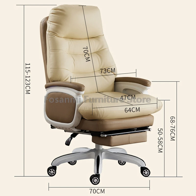 كرسي مكتب خلفي مريح مع دعامة قطنية ومسند رأس ، كرسي جلدي للمنزل ، مكتب