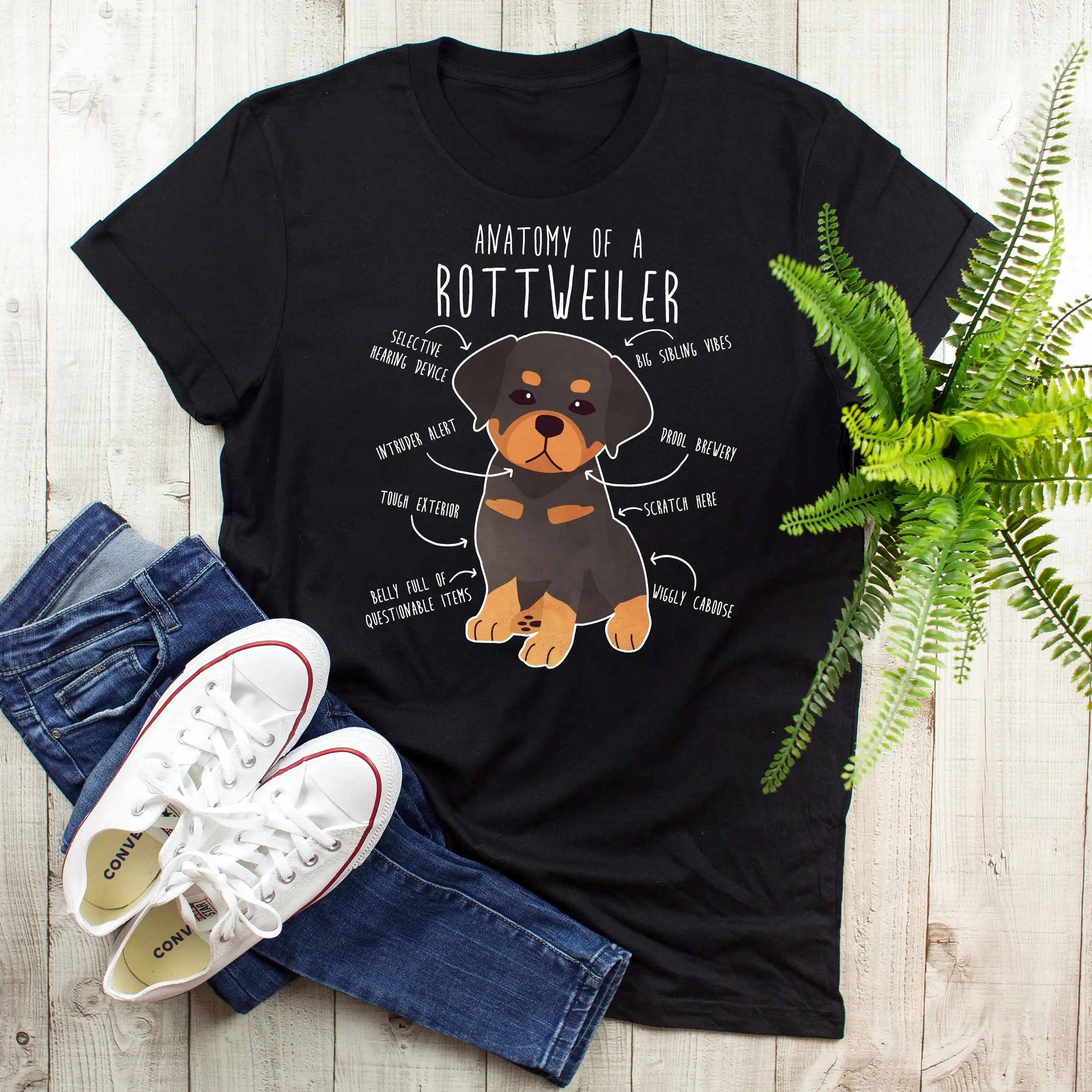 Rottweiler T Shirt Funny Dog Lover Cute Rotty Pet Mom Dad For Him Her Anatomy