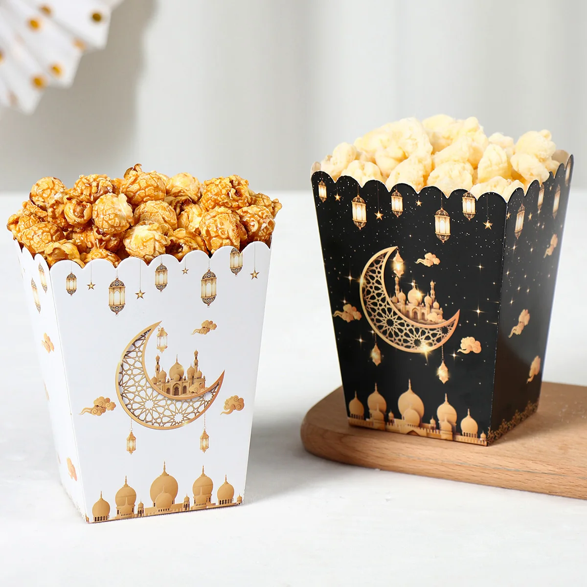 Eid Popcorndoos Snoepzak Koekje Geschenkdoos Ramadan Decoraties Voor Thuis 2024 Eid Mubarak Islamitische Moslim Feest Decor Eid Al-Fitr