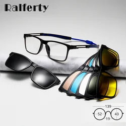 Ralferty Men Eye Glasses Frame Optical Magnet Clip On Sport Prescription Sunglasses Women Anti Blue Square Hanging Neck Eyeglass