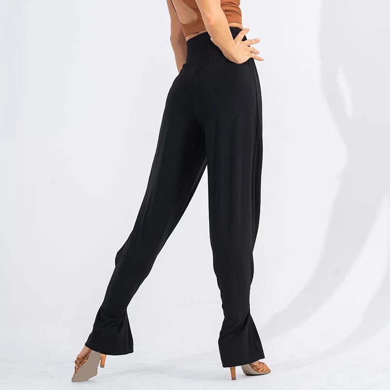 Pantalon de danse latine taille haute, serré à la cheville, Design, pantalon de valse pour femmes, vêtements de danse de salle de bal, tenues de Costume