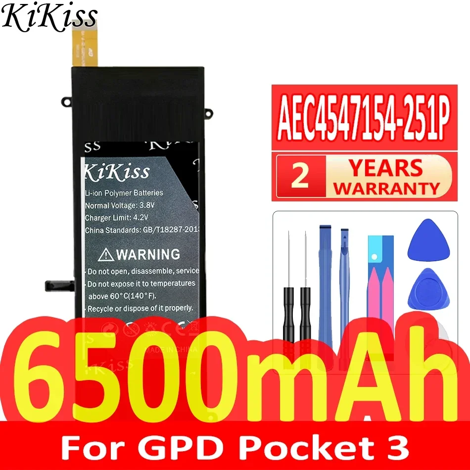 KiKiss New Battery  AEC4547154-251P AEC4547154251P 6500mAh for GPD Pocket 3 Pocket3 P3 Laptop battery Batteries