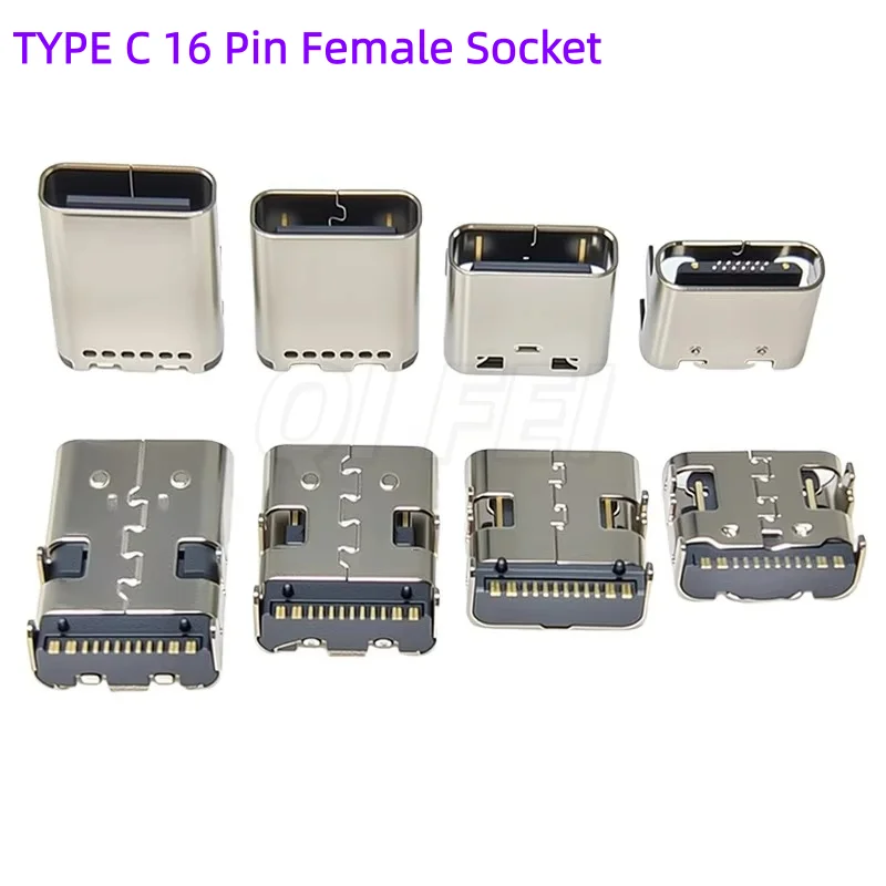20PCS Type C 16Pin Female Socket Connector Horizontal SMT H=6.5 7.35 8.35 9.5 10 11.7 12.2mm USB 16P Plug Power Interface Socket
