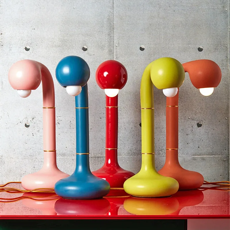 Colorful Adjustable Gooseneck Table Lamp Retro Mid Century Modern Creative Little Monster Bedroom Bedside Living Room Desk Light