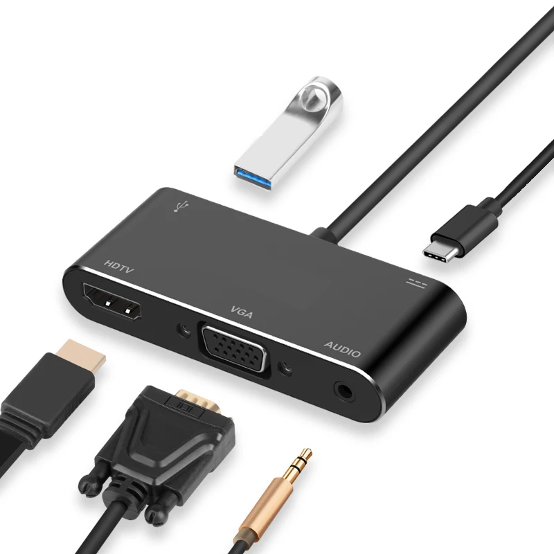 Adaptateur répartiteur multifonction, station d'accueil, convertisseur vidéo, câble d'extension, partage d'écran, Plug and Play, convertisseur USB vers VGA