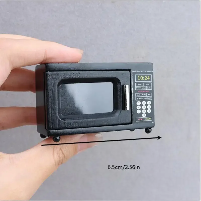 1Pcs 1:12 Dollhouse Miniature Black Microwave Oven Furniture Home Model Decor Toy Doll House Accessories