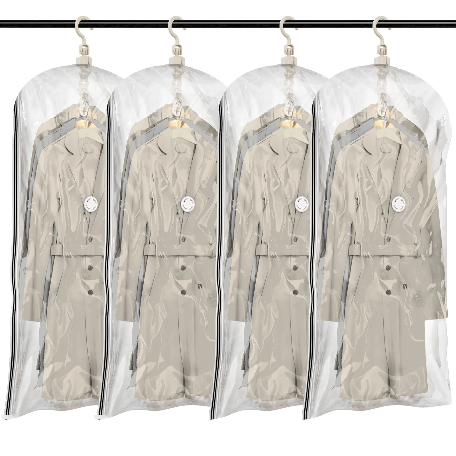 

TAILI Hanging Vacuum Storage Bags for Clothes 4pcs Vacuum Coat Bags for Suits, Jackets, Dresses, Closet Space Saver Vacuum Bags