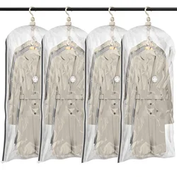 TAILI Hanging Vacuum Storage Bags for Clothes 4pcs Vacuum Coat Bags for Suits, Jackets, Dresses, Closet Space Saver Vacuum Bags