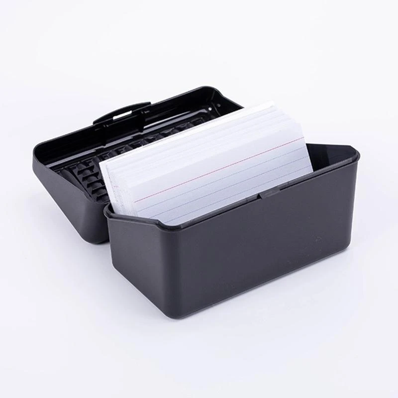 Business Card Holder with Lid Plastic Name Card Box Holds Up 300 Cards for 3X5Inches Name Cards Index Cards