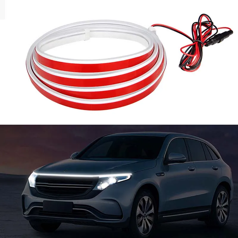 12v LED DRL Ambient Light Car Hood Lights Strip Universal Flexible Auto Decorative Atmosphere Lamp For Car Daytime Running Light