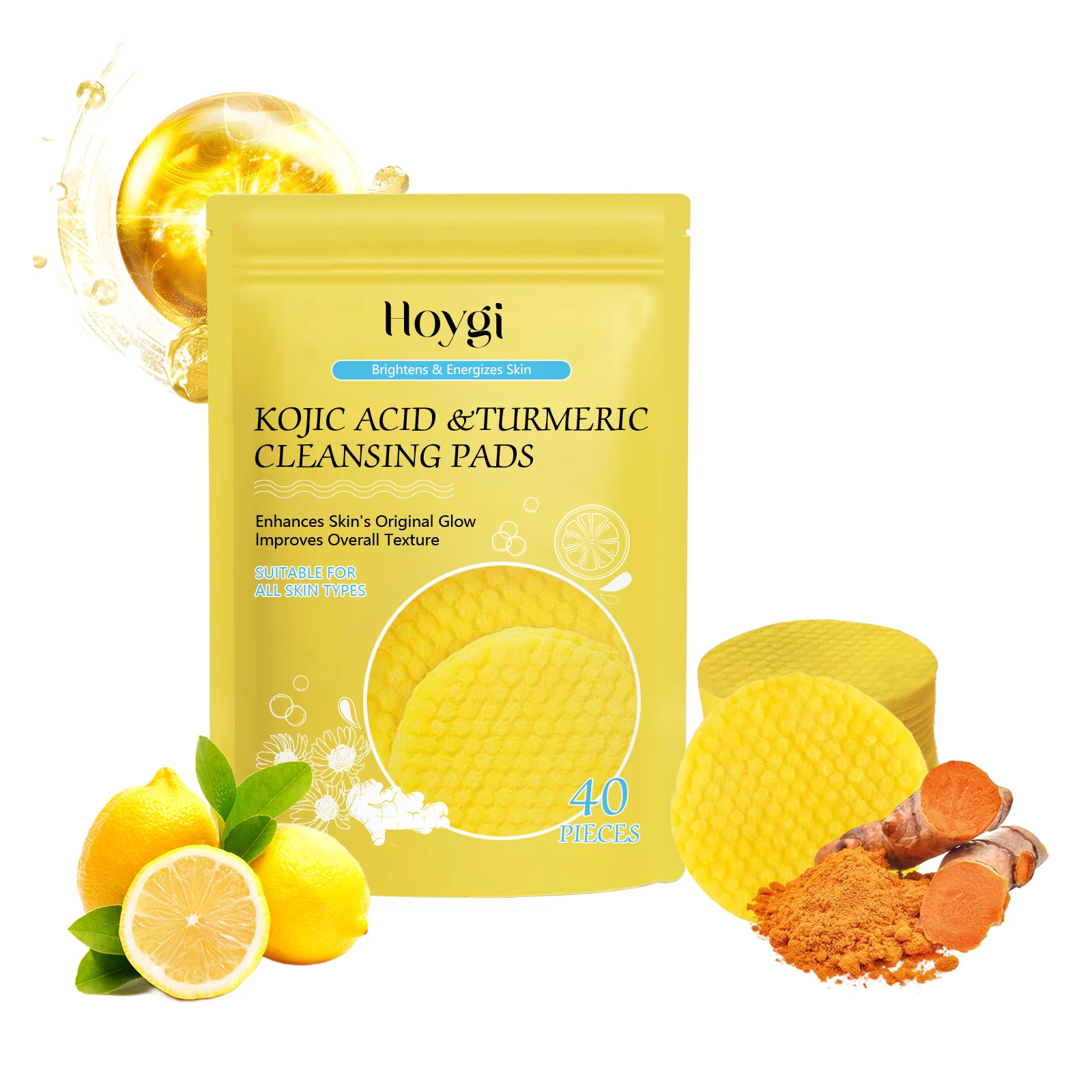 

Turmeric Acid Cleansing Pad, Facial Skin Pore Cleansing, Makeup Remover Gentle Exfoliating Cleansing Pad