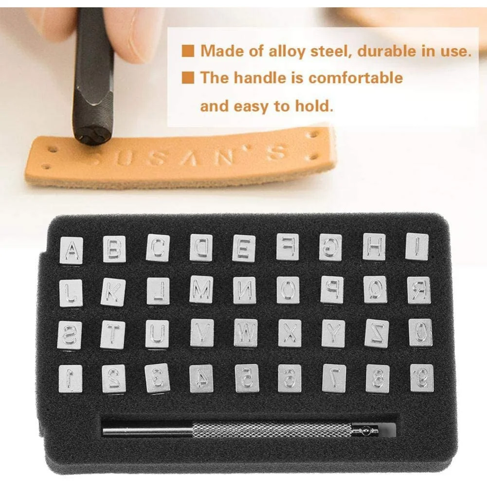 A06K 1 doos met 36 letter- en nummerstempelsets, metalen stempelgereedschappen voor metaal- en houtstempels 6 mm