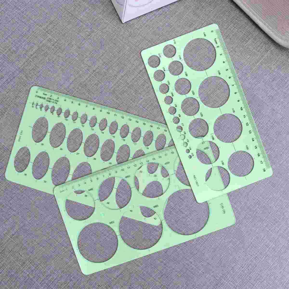 

3 Pcs Architecture Measuring Tool Buliding Rulers Round Drawing Kit Templates Green Student