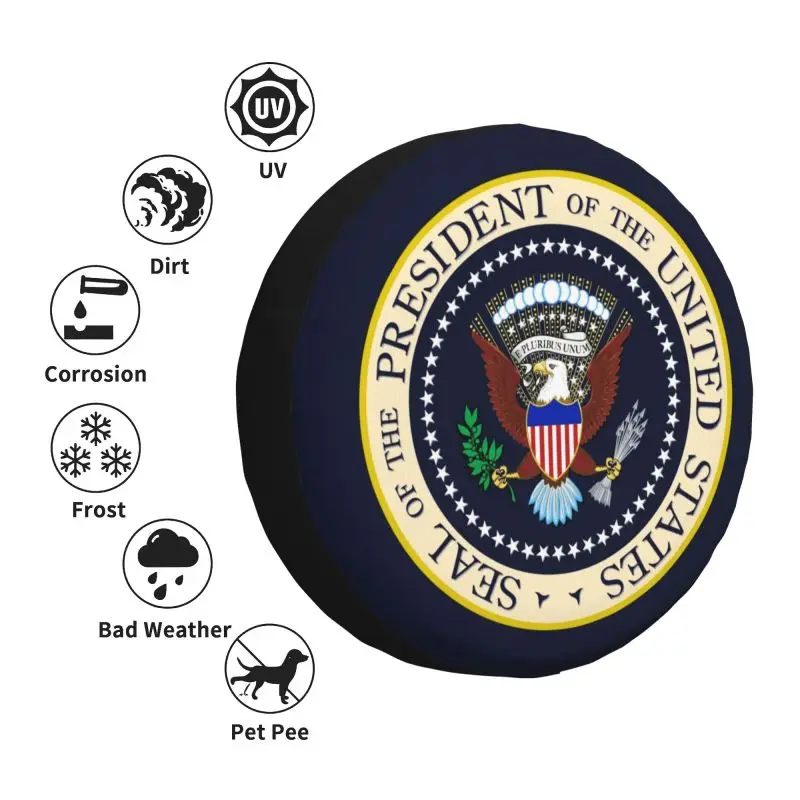 Custom Seal Of The President Of The United States Spare Wheel Cover for Jeep Honda RV Donald Trump USA Seal Logo Tire Protector