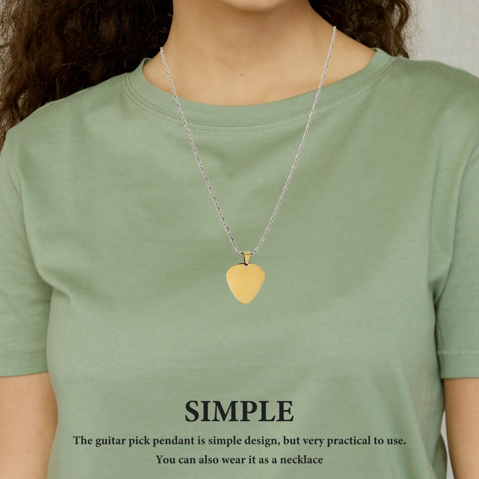 

2Pcs Pendant Necklace Stainless Steel Guitar Pick Necklace 60cm Chain Music Lover Gift Adjustable Guitar Accessories