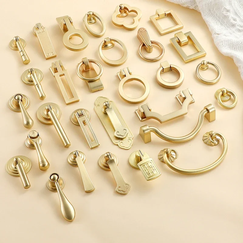 gold ring dresser knobs Unlacquered Brass Maya Round Ring Pull Cabinet Knob main image 1