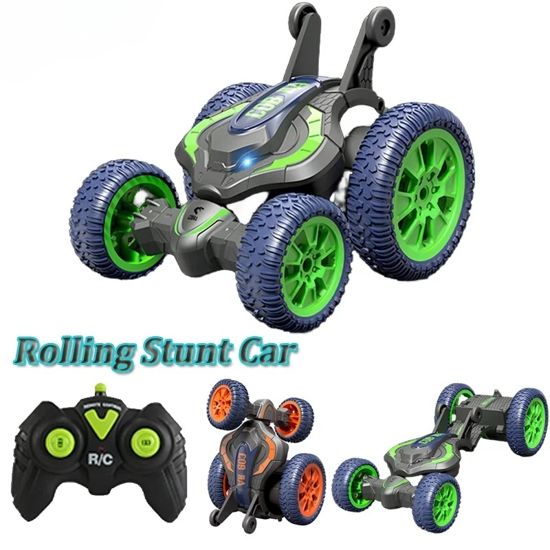 

Foldable Stunt RC Car with LED Lights Remote Control Snake 3D Flip Roll 2.4G Double-Sided Driving Toys for Kids Boy's Gift