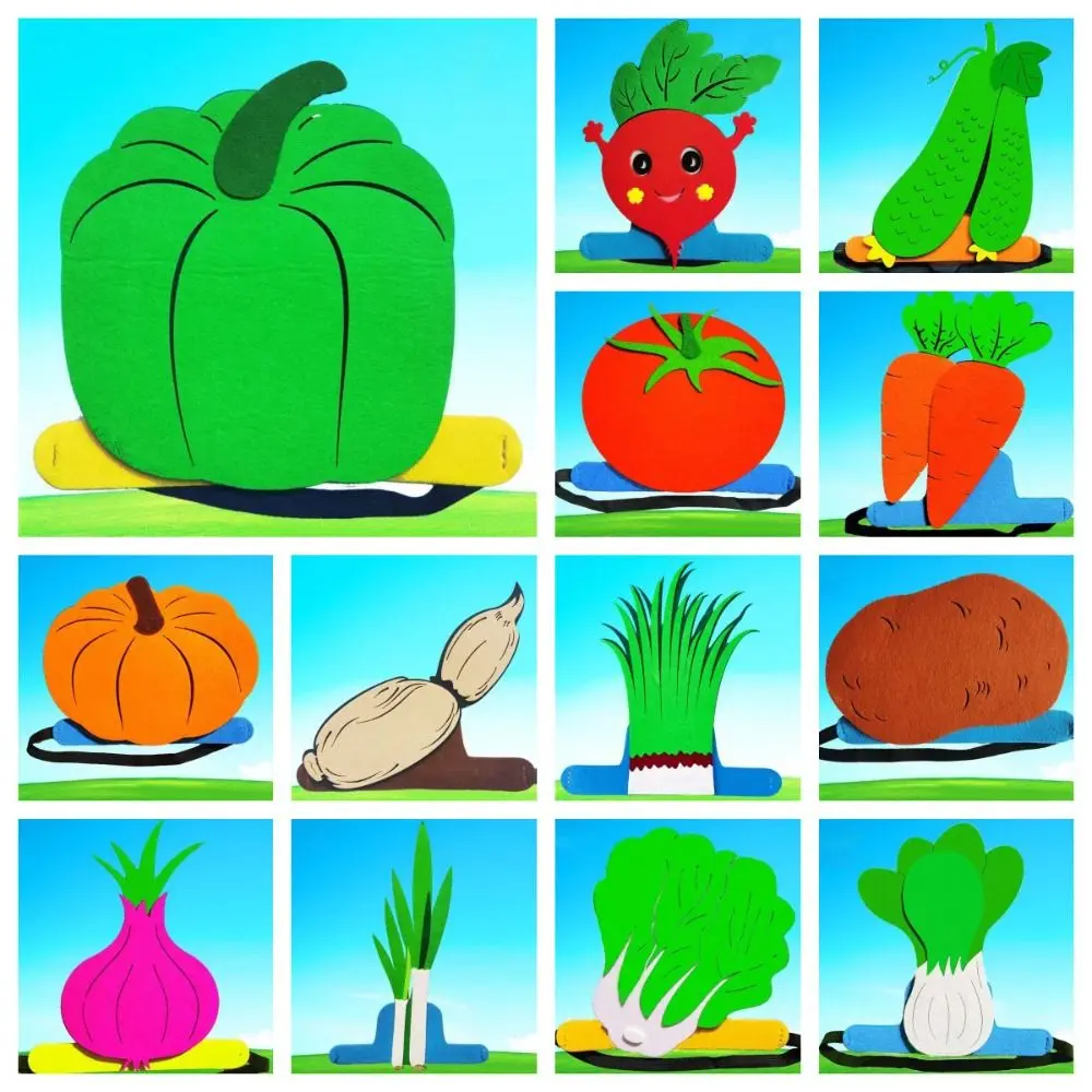 عصابة رأس من القماش الكرتوني للخضروات، غطاء رأس مرن ومبتكر للأطفال، ملون شخصي #5