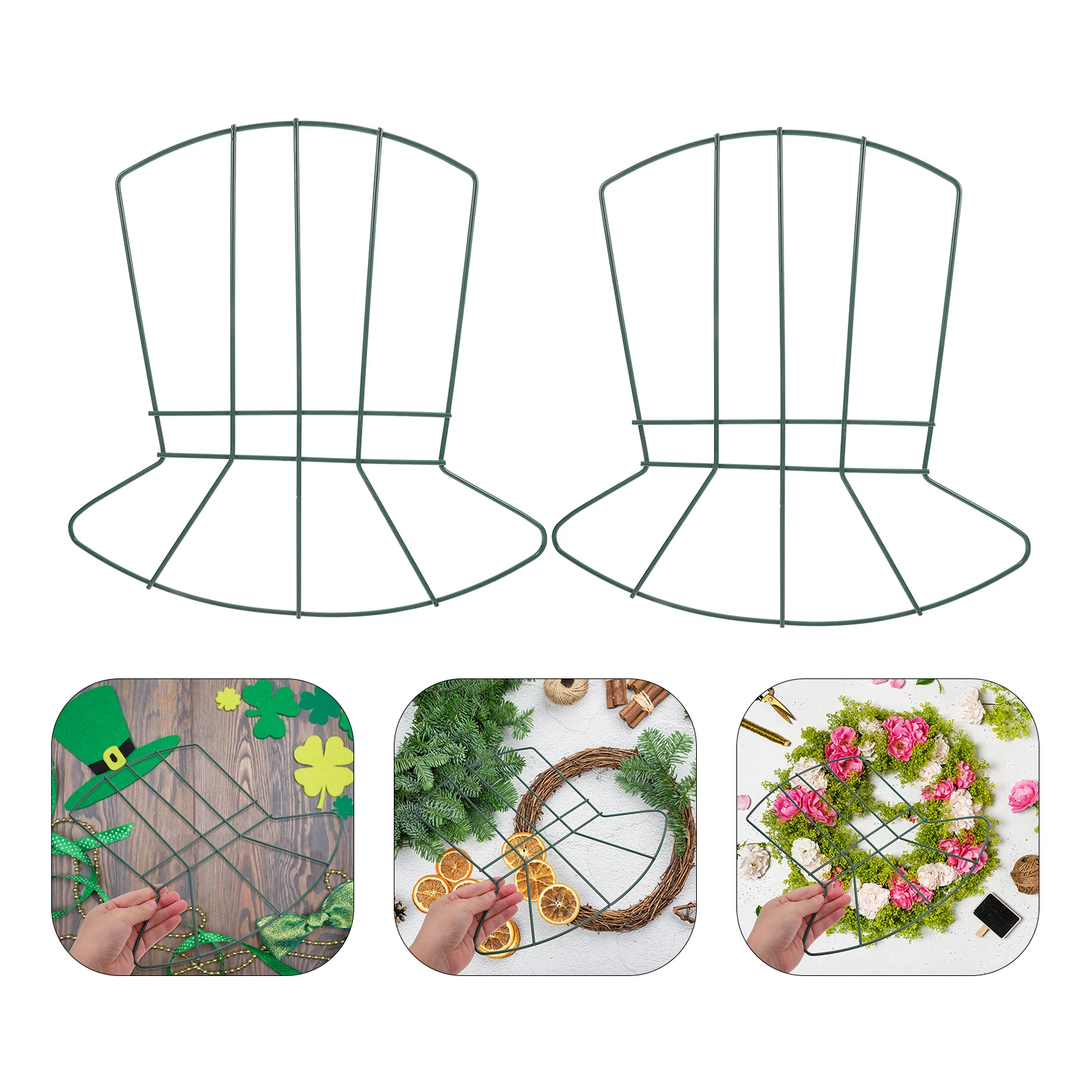 

2pcs Iron Craft Hoops Hat Shaped Decoration Durable Metal Wreath Frames DIY Supplies for Party Wall Hanging Decor