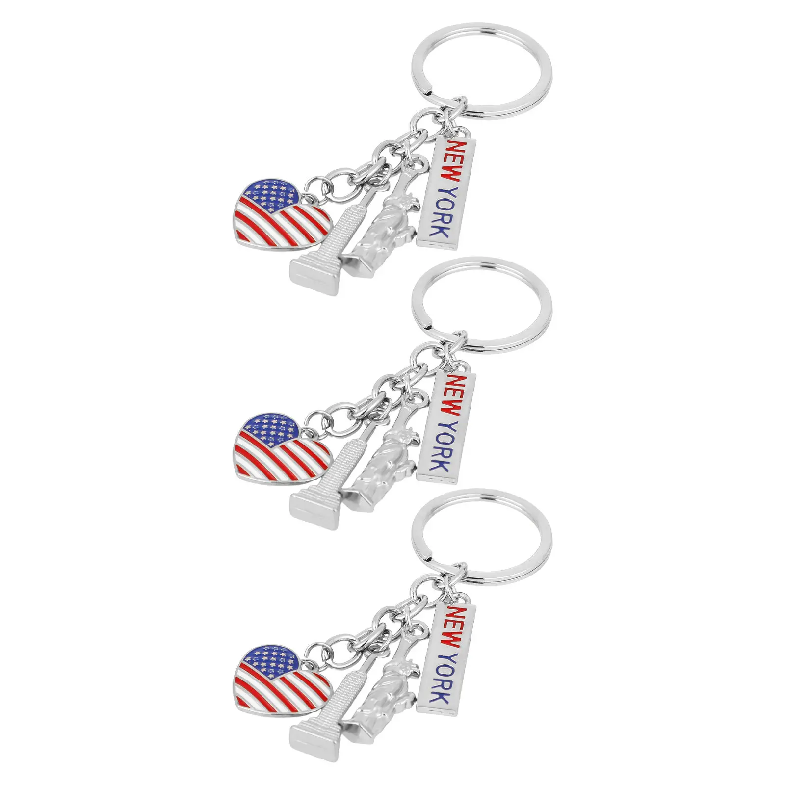 3Pcs Statue of Liberty Keychains Patriotic Usa Souvenirs Metal Keyrings for 4Th of July Party Favors and Backpack Charms