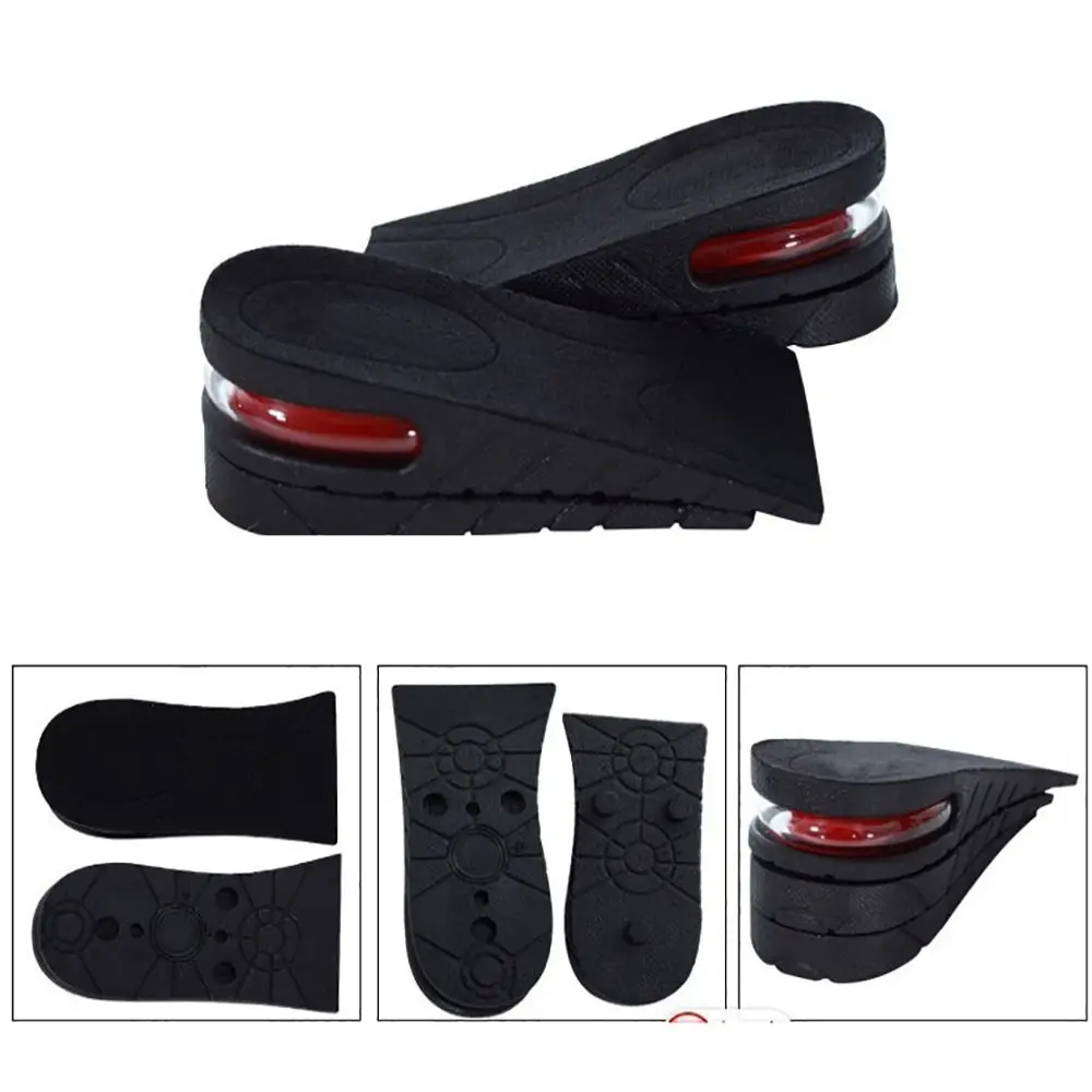 1 Paar neue erhöhte PVC-Einlegesohle, schwarz, mehrschichtig, unsichtbar, verstellbar, abnehmbar, halbes Kissen, Sommer