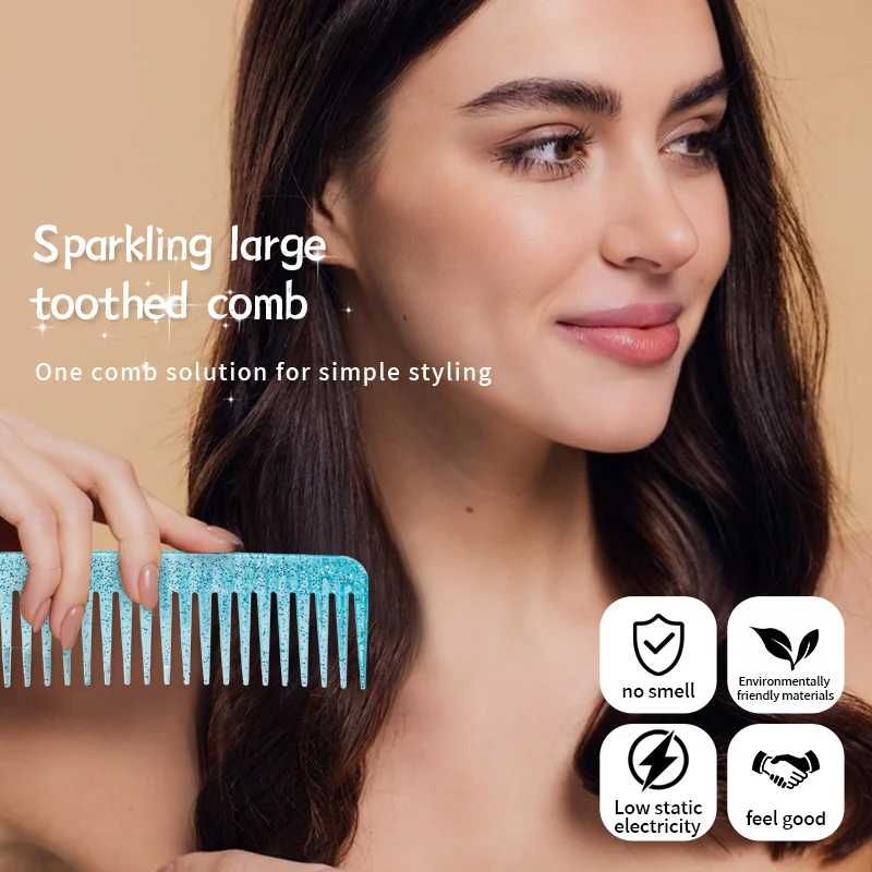 1 thick plastic heat-resistant, anti-static long toothed, wide toothed salon hairstyle comb Special for real hair wigs