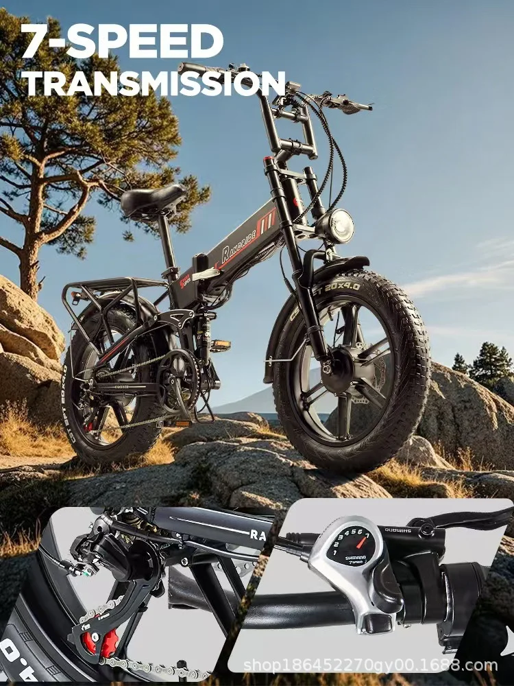 

Электрический велосипед 2000 Вт с двойным приводом, аккумулятор 48 В, 17 Ач, 20-дюймовый складной литиевый аккумулятор, горный велосипед для поездок на работу