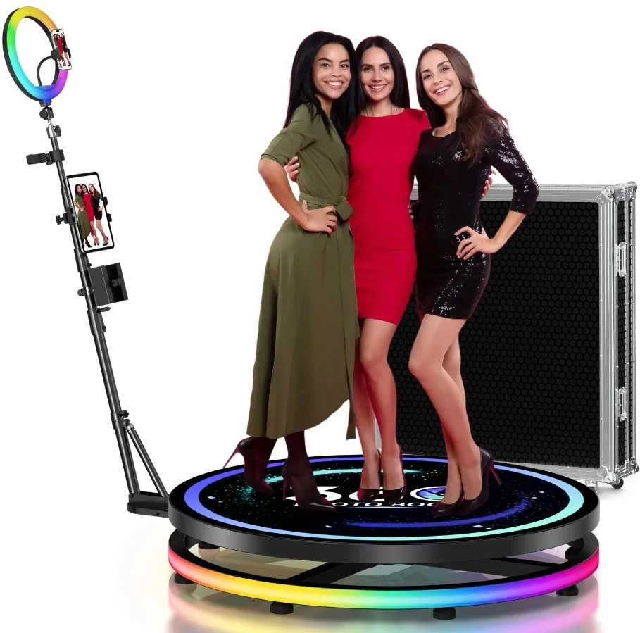 

360photo booth Machine for Video App Control 360 Photobooth Machine with RGB Light Selfie 360 Photo Booth for Parties Wedding