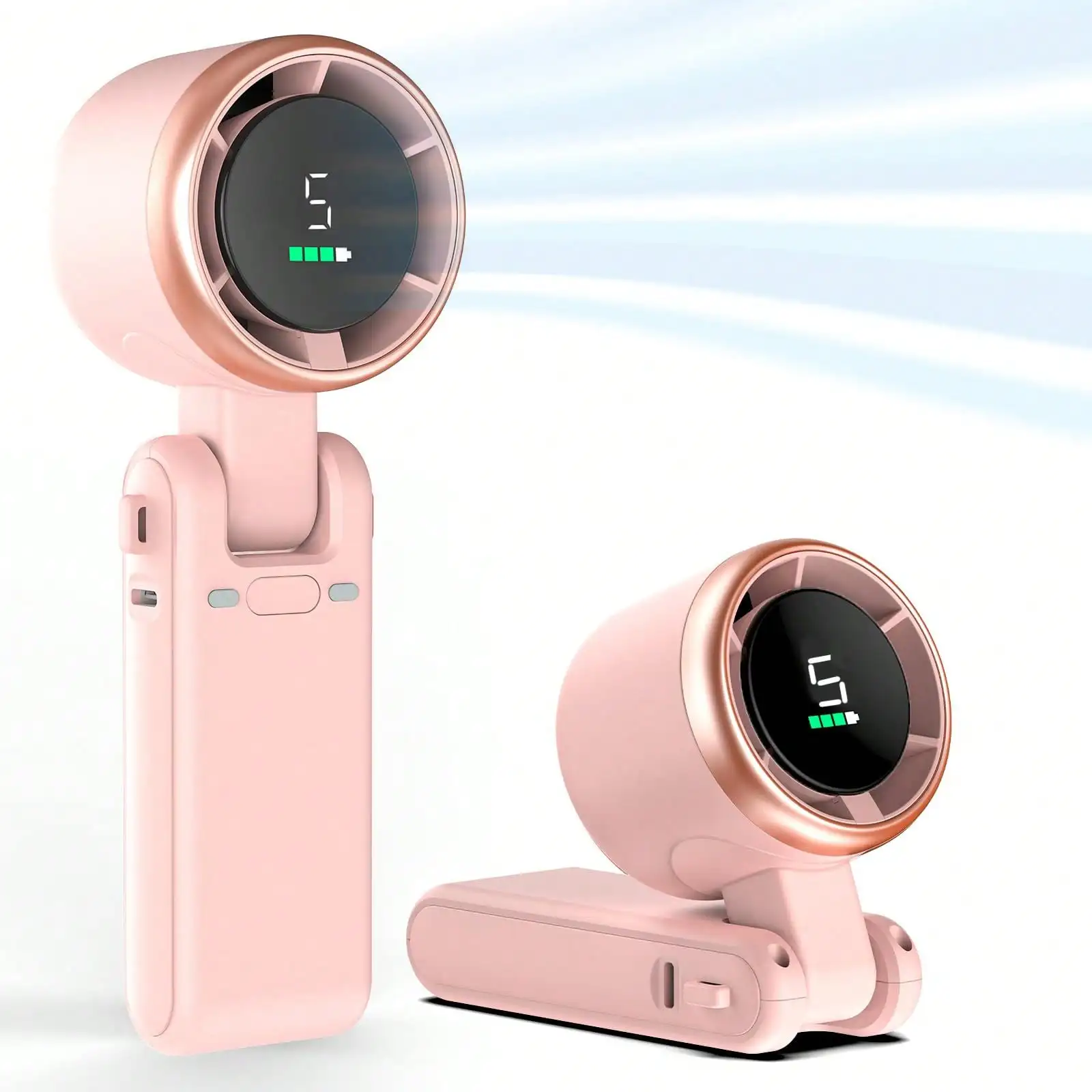 Portable Handheld Turbo Fan - 5-Speed Modes, 10000mAh Rechargeable Battery (Up To 10-Hour Runtime) - 3-In-1 Air Turbo Tech Cooling Fan For Outdoor, Travel & Work
