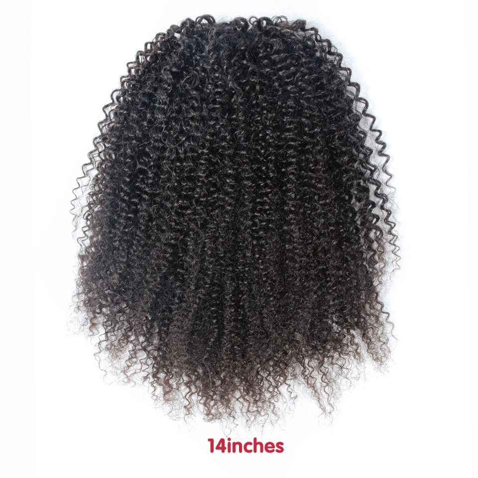 Afro Kinky Curly Drawstring Ponytail, extensões de cabelo humano mongol, Remy Clip, 100g, 12 em, 14 em, 16 em