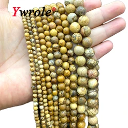 4-12MM Round Natural Stone Picture Jasper Loose Spacer Beads for Jewelry Making DIY Earrings Bracelets Charms Accessories 15''