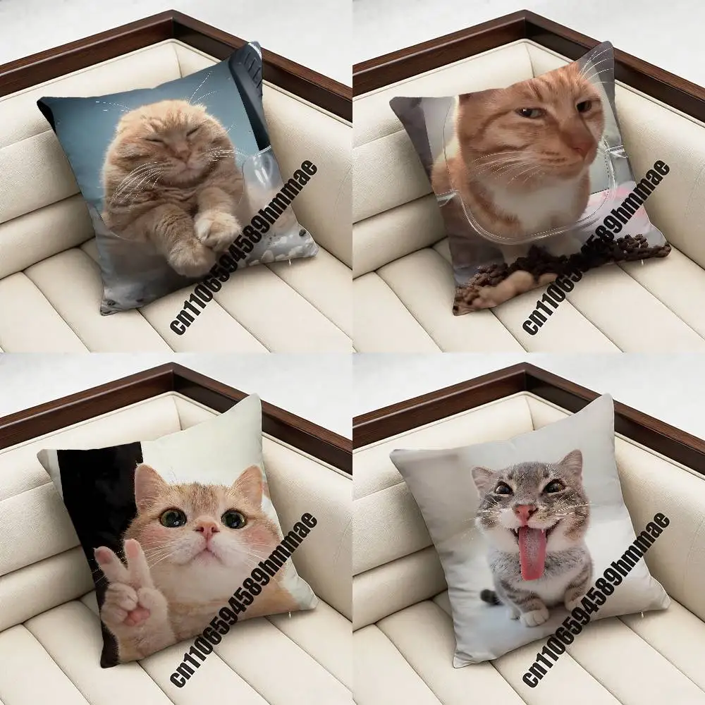 

For Shark Cat Listen Music Meme Funny M-Mr Fresh Throw Pillow Case Sham 45x45cm 40x40cm Square Car Pillowcase Pad Cushion Cover