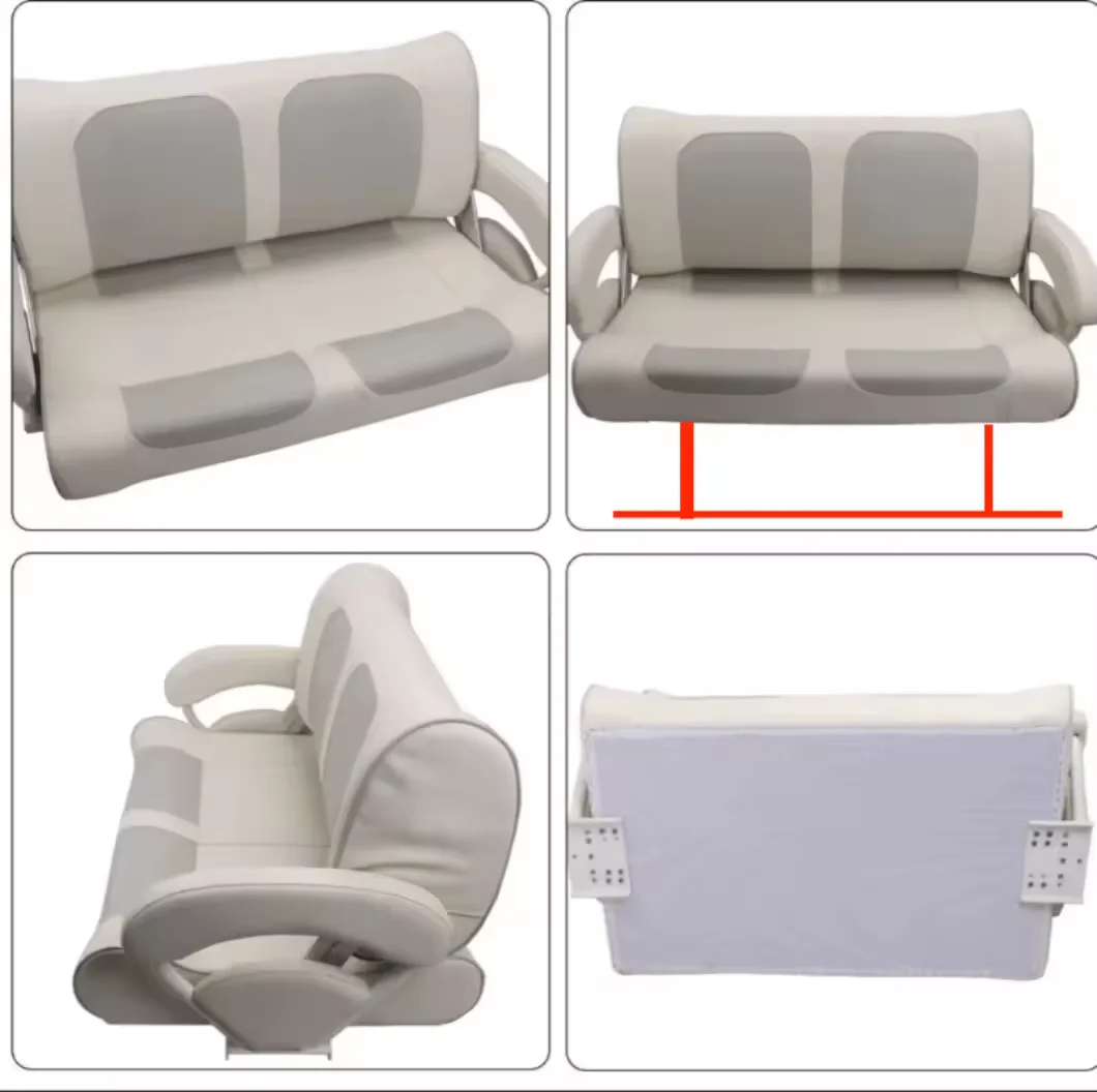 

Durable 106cm Upholstered Boat Bench Seat - Double Seat in White/Dark Blue, Marine Gradepromote sales