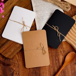 10Pcs Folding Kraft Paper Blank Cards with Rope Gift Blessing Card for Christmas Wedding Birthday Invitation Card Decoration