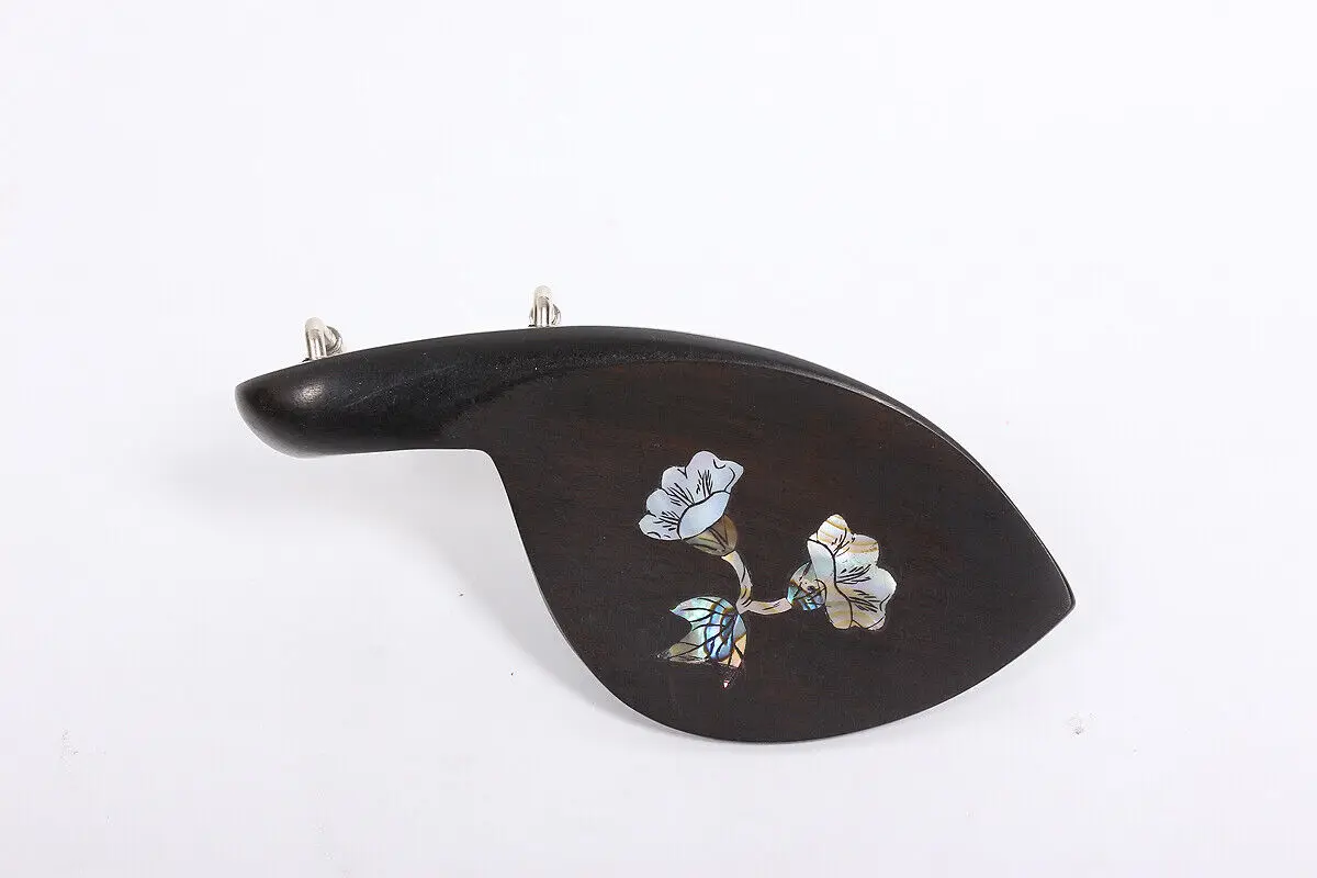 Ebony wood Violin Chin Rest Clamp Shell Flower Inlay 4/4 Violin Accessories