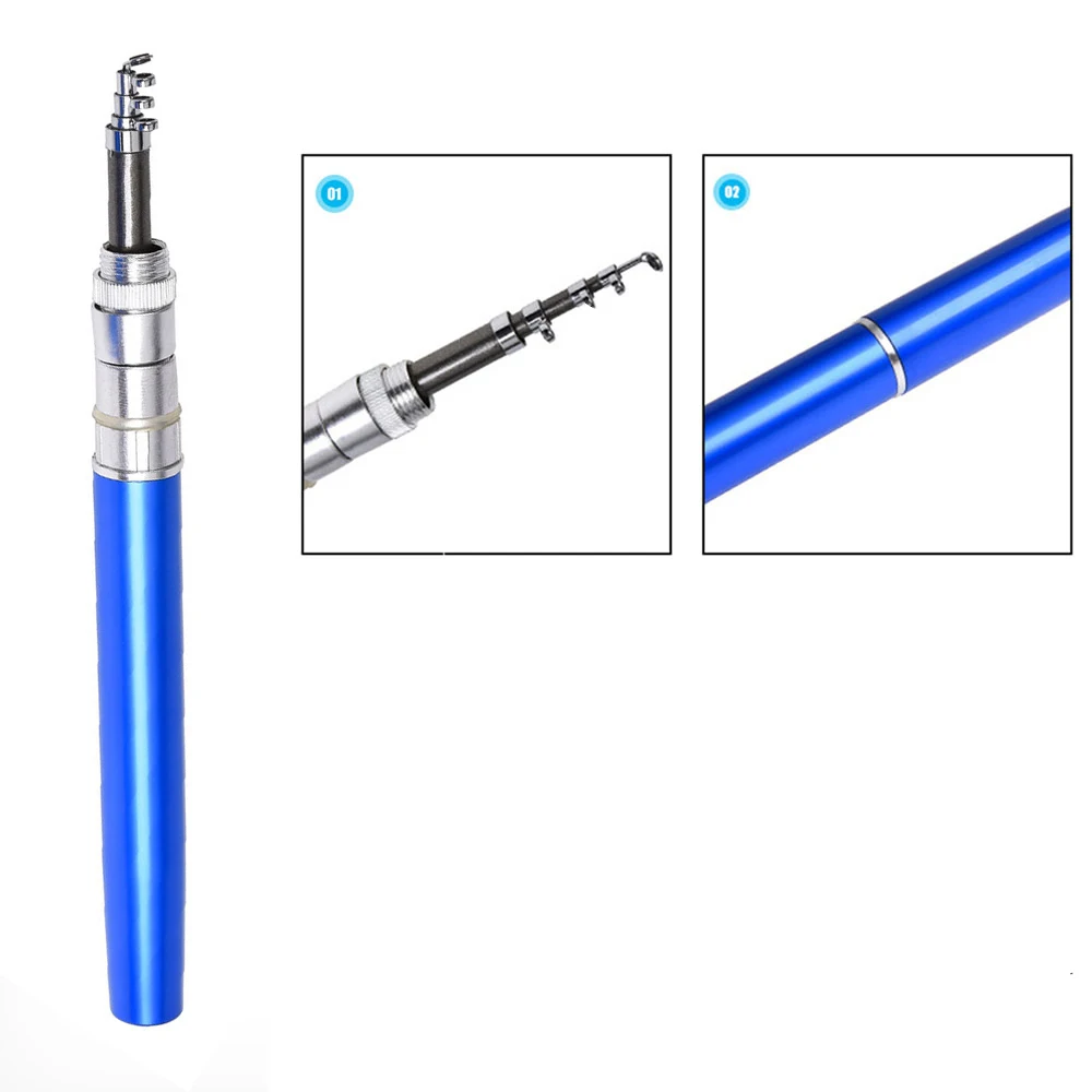 مصغرة تلسكوبي الصيد رود جيب 1M-1.6M قصبة صيد خشبية المحمولة القلم شكل قضيب الترا قصيرة خفيفة الوزن السفر الألومنيوم والعتاد