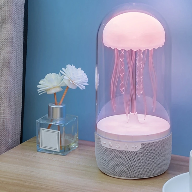 A9LC Ocean Themed Jellyfish Lamp Integrated Bluetooth-compatible Subwoofer Night Light Creative Desktop Bedside Decoration