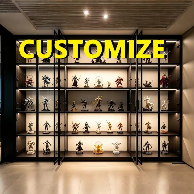 Any Size Custom Wine Display Cabinet Tempered Glass LED Light Large Capacity Aluminum Frame Dustproof Dining Room Bar Storag