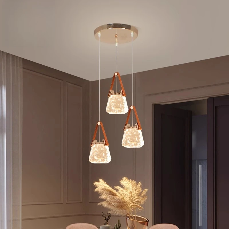 

Bag modeling restaurant light three-head tote bag bar foyer front desk table above chandelier