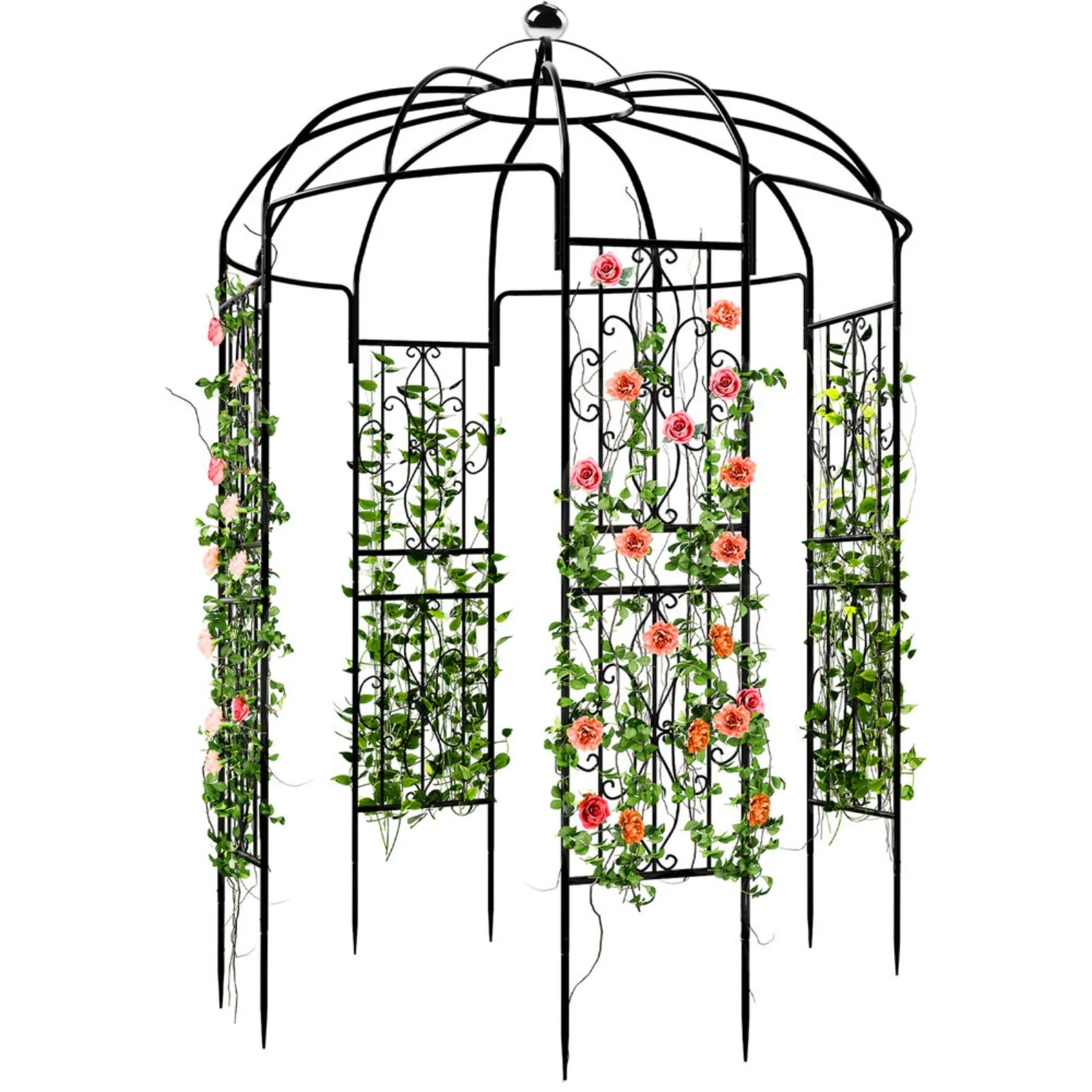 

US TAUS Metal Garden Branch Birdcage Shape Garden Arch Courtyard Outdoor Black-