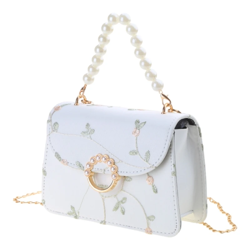 Vintage Chain Handbag Floral Embroidery Shoulder Bag Crossbody Bags for Women