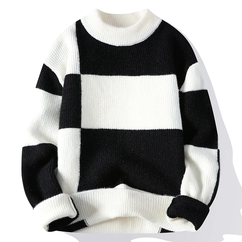 

2023 Autumn/Winter Sweater Men's Solid Color Versatile Half Tall Neck for Warmth