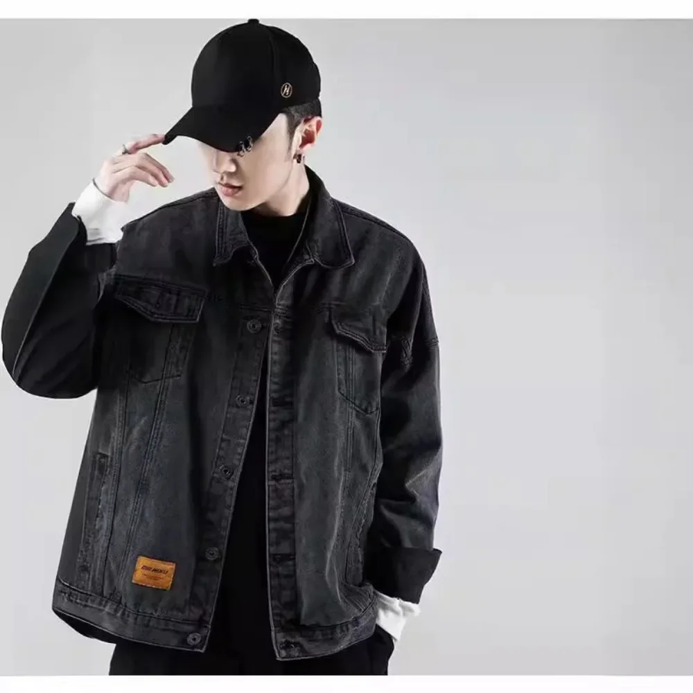 

Denim Coat Male Fashion Brand Europe and The United States Street Port Wind Large Size Jacket New Tooling Loose Embroidery Coat