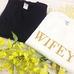 Haftowane WIFEY HUBBY bluzy pary prezent zaręczynowy pani panna młoda pan młody bluzy z wycięciem pod szyją wieczór panieński unisex