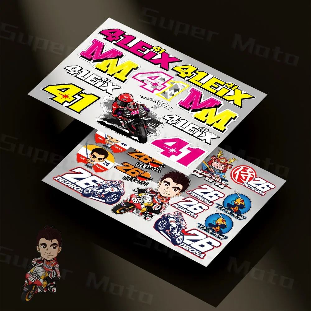 

For KTM Yamaha Suzuki Aprilia Repsol Honda Reflective Motorcycle Racing Sports Driver Number 26 41 Reflective Waterproof Decals